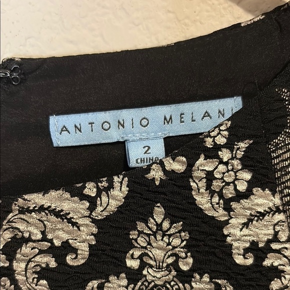 ANTONIO MELANI Black and Silver Long Sleeve Dress 2 - Picture 2 of 6